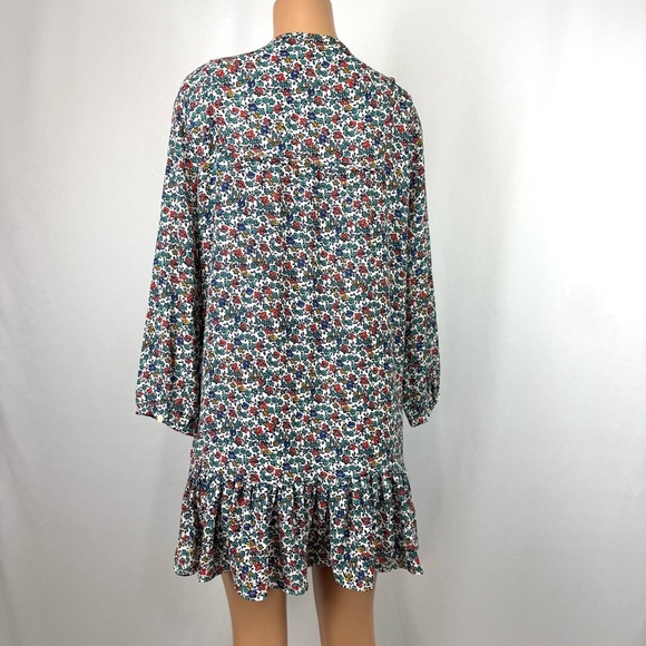 J. Crew Relaxed Printed Ruffled Casual Dress Fiery Sunset Ditsy Floral Size M - Picture 6 of 16